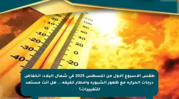 طقس الأسبوع الأول من أغسطس 2025 في شمال البلاد: انخفاض درجات الحرارة مع ظهور الشبورة وأمطار خفيفة… هل أنت مستعد للتغييرات؟